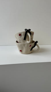 Mushroom Mug With Black Bow
