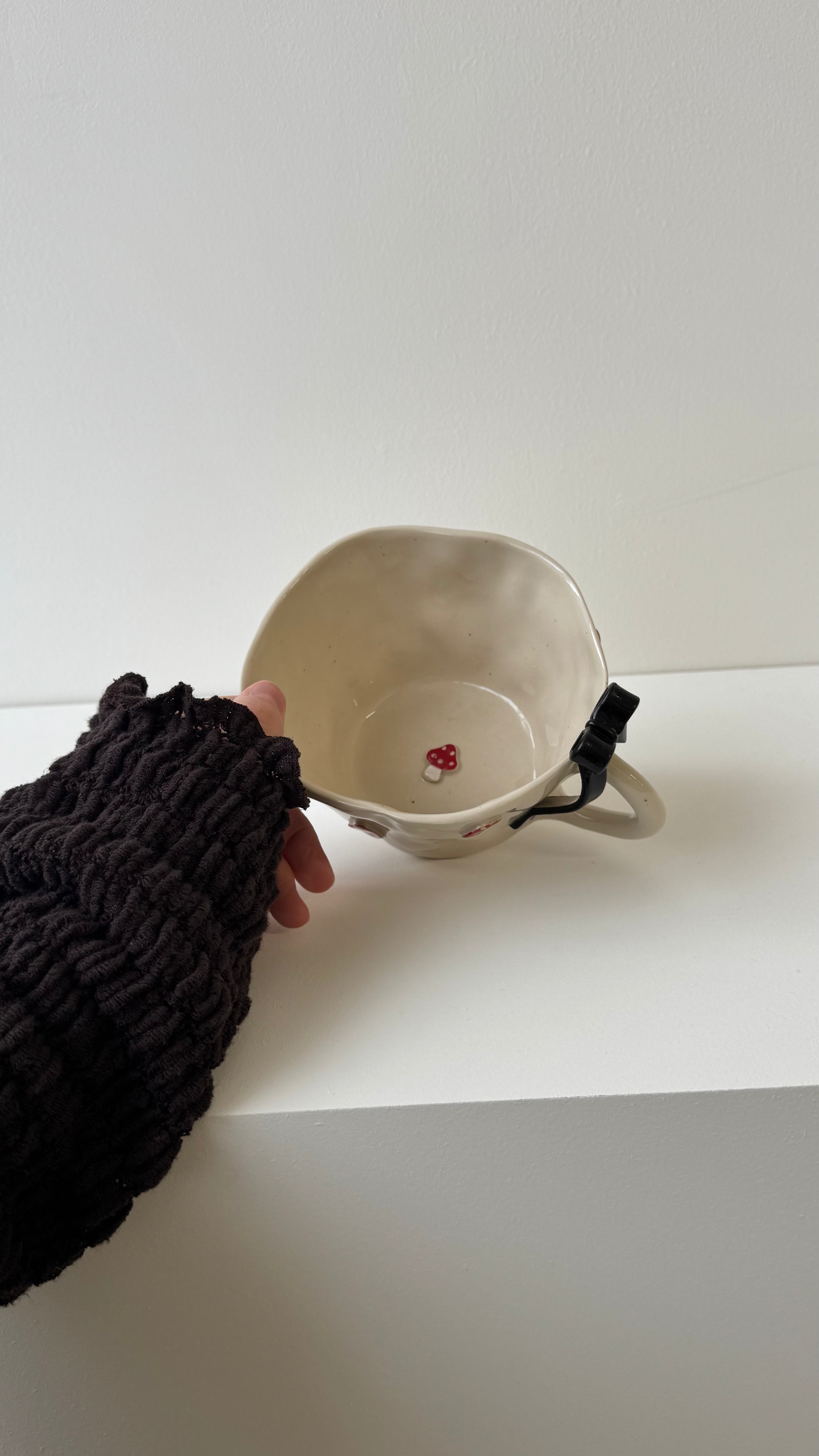 Mushroom Mug With Black Bow