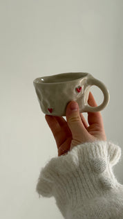 Red Heart Flat White Mug