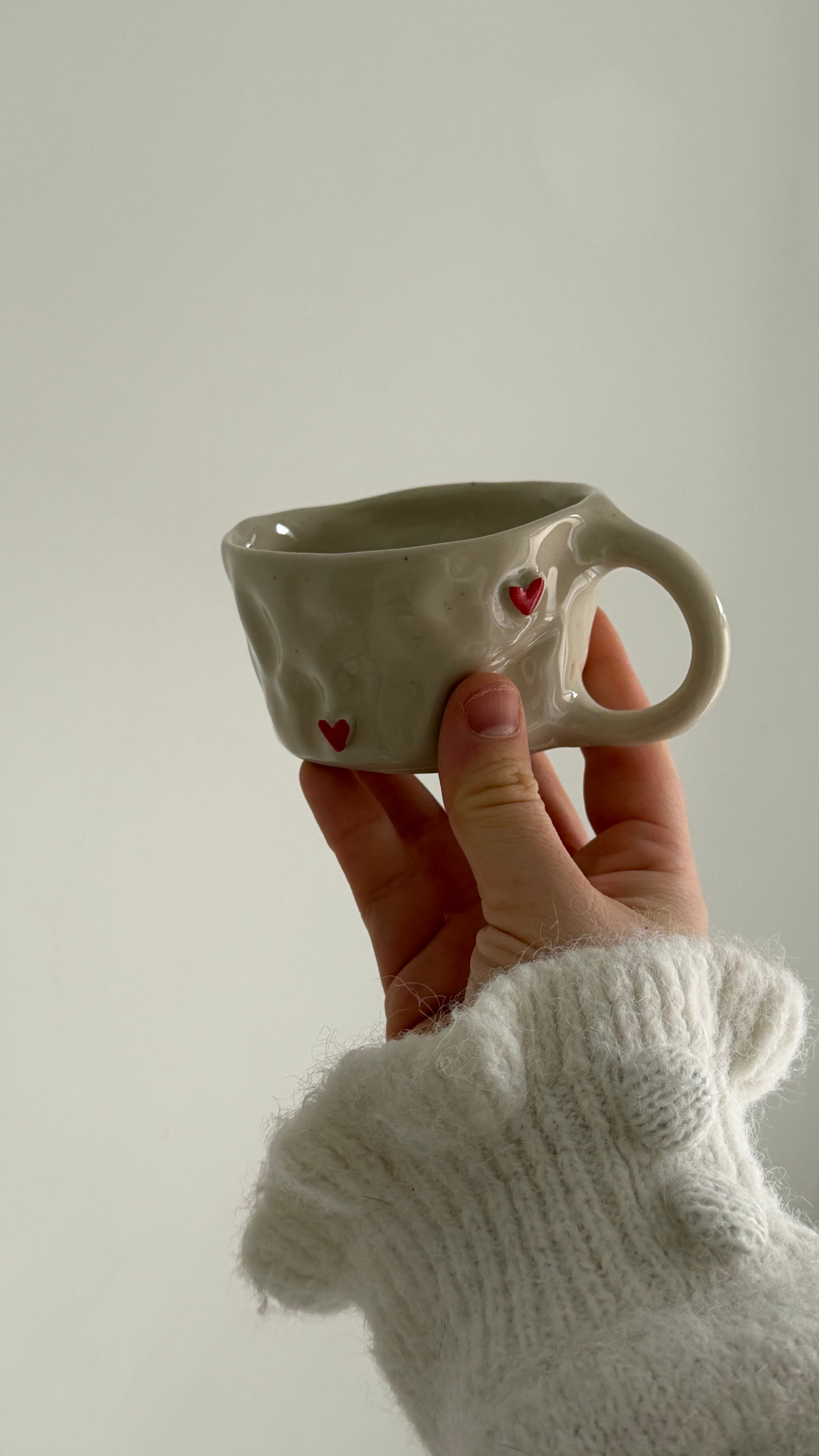 Red Heart Flat White Mug