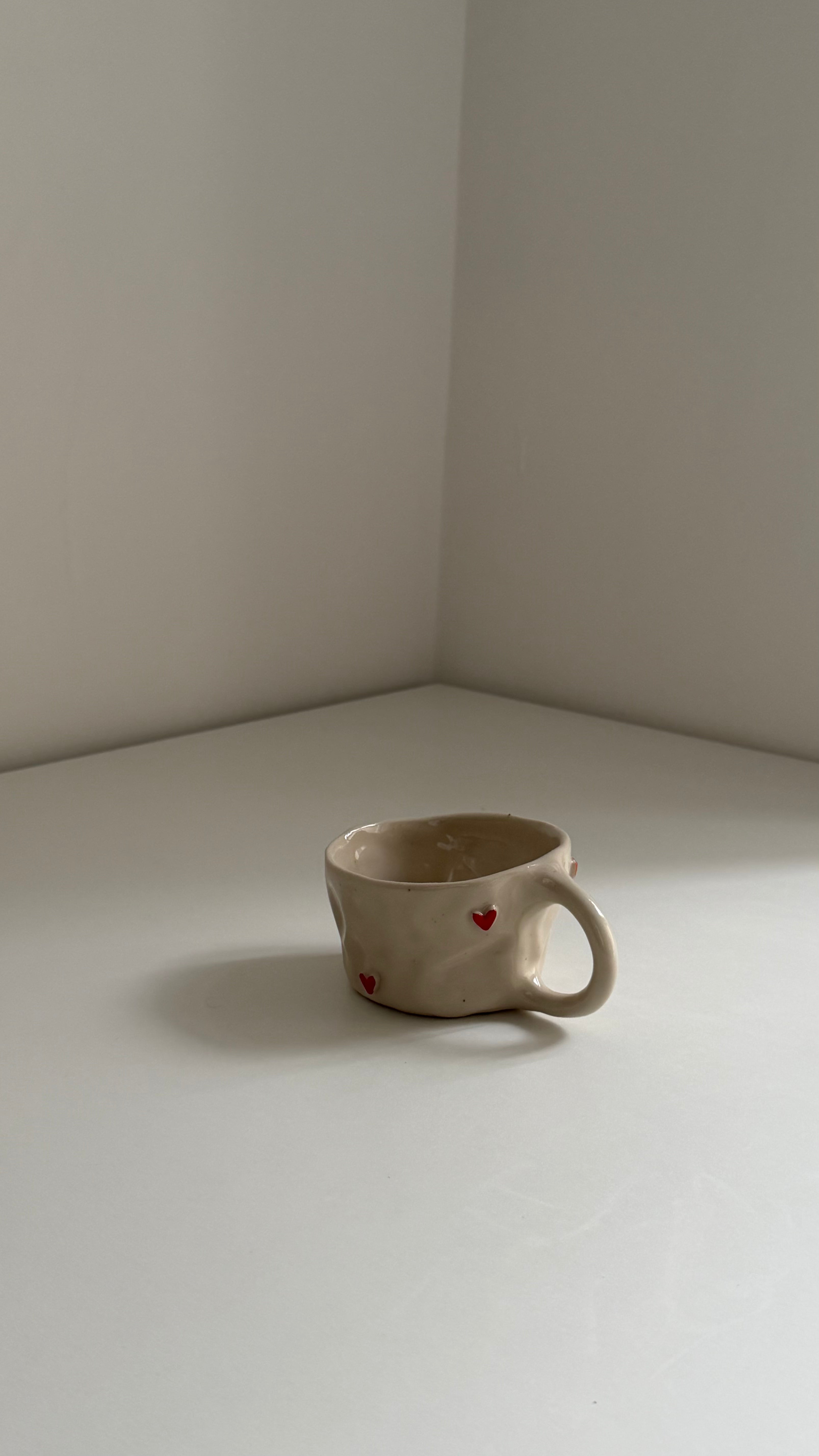 Red Heart Flat White Mug