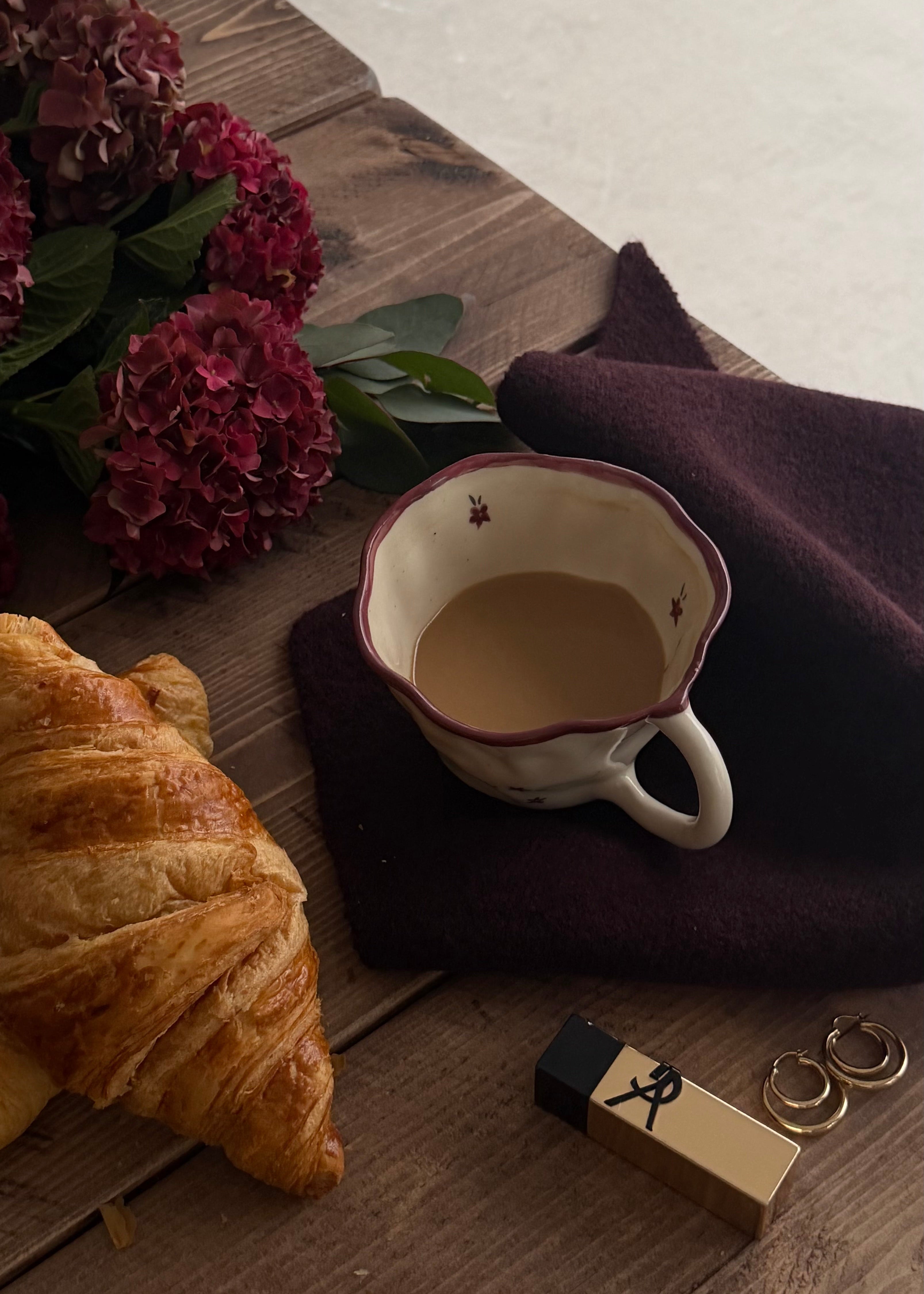 Burgundy Floral Mug