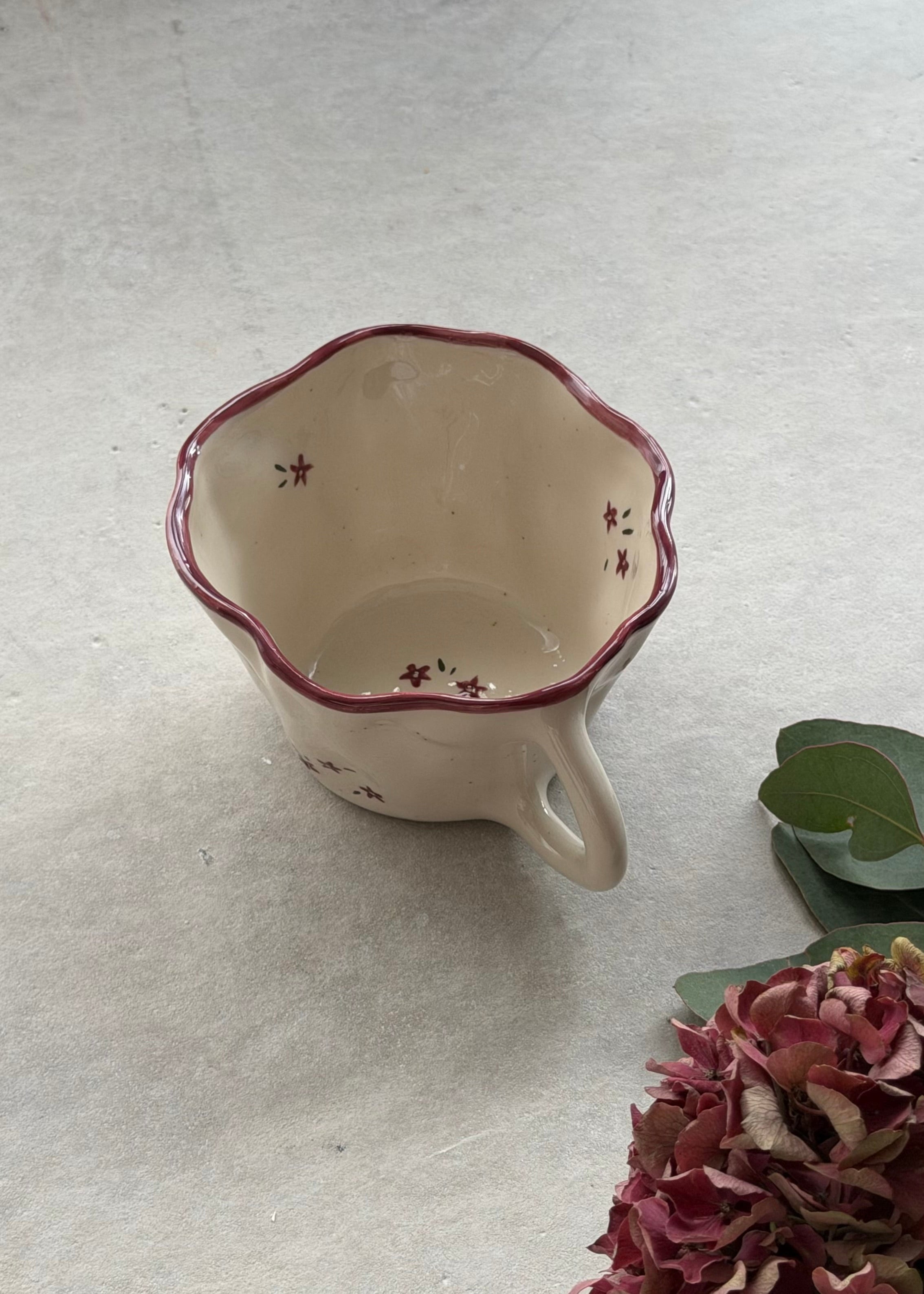 Burgundy Floral Mug