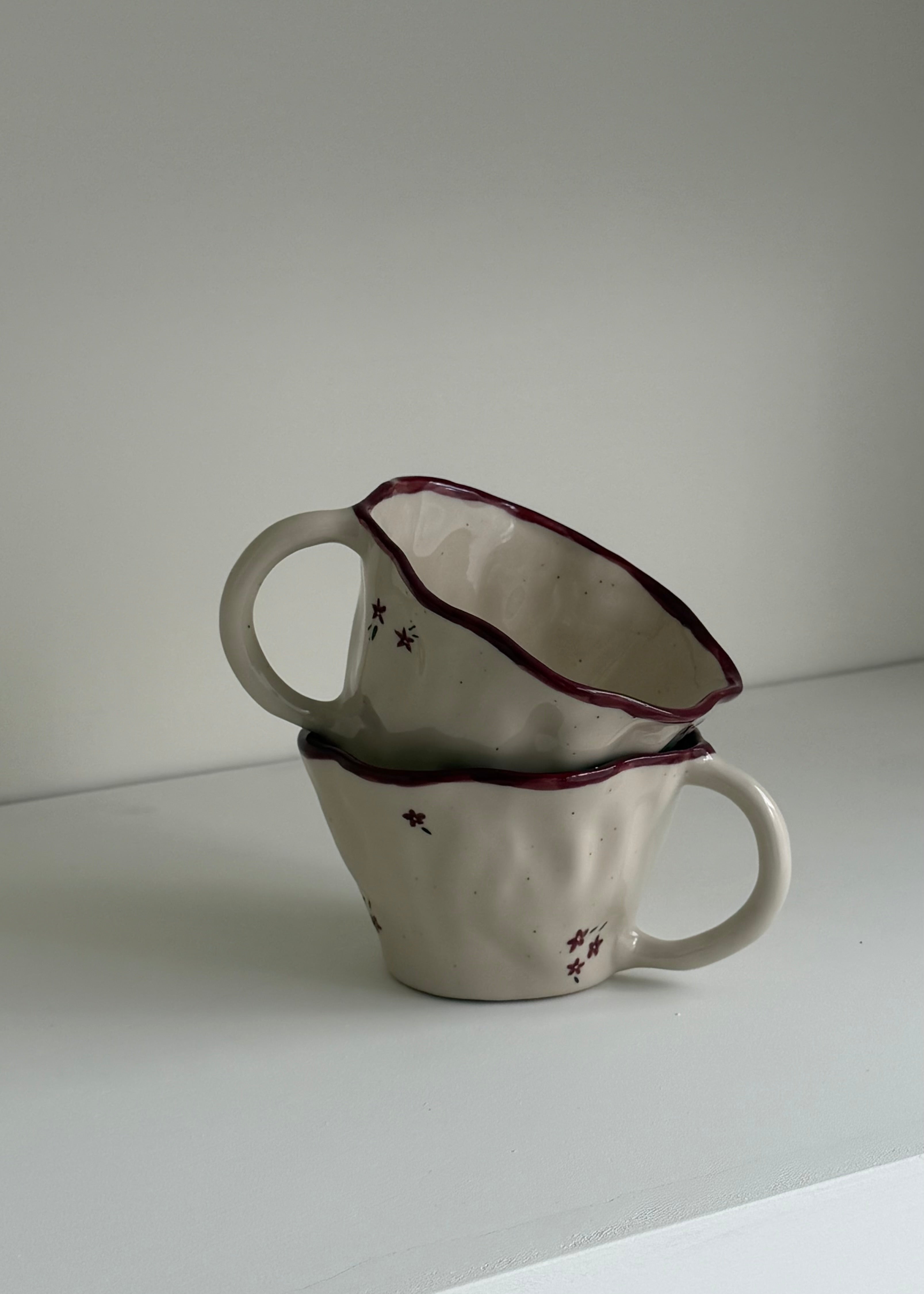Burgundy Floral Mug