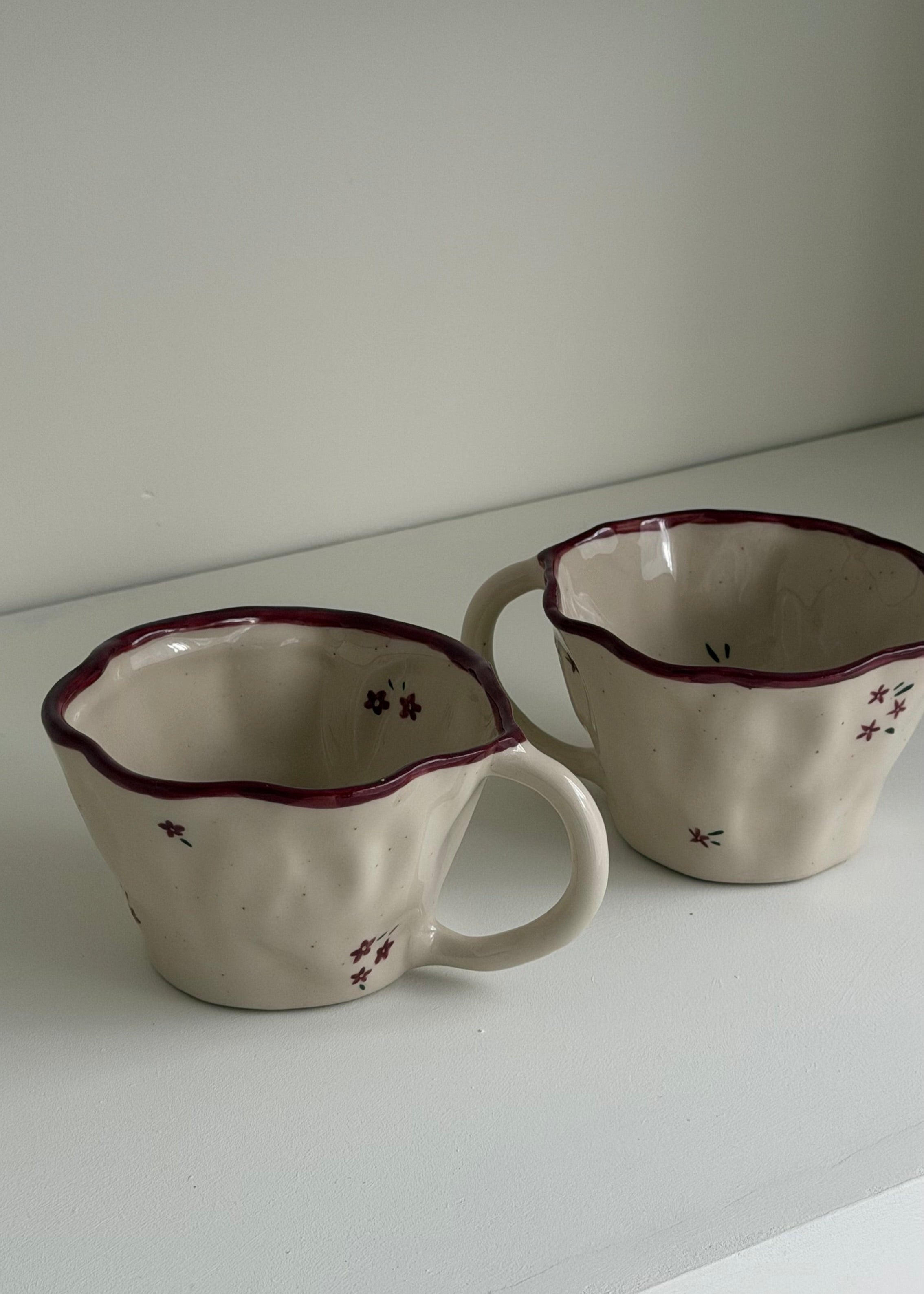 Burgundy Floral Mug