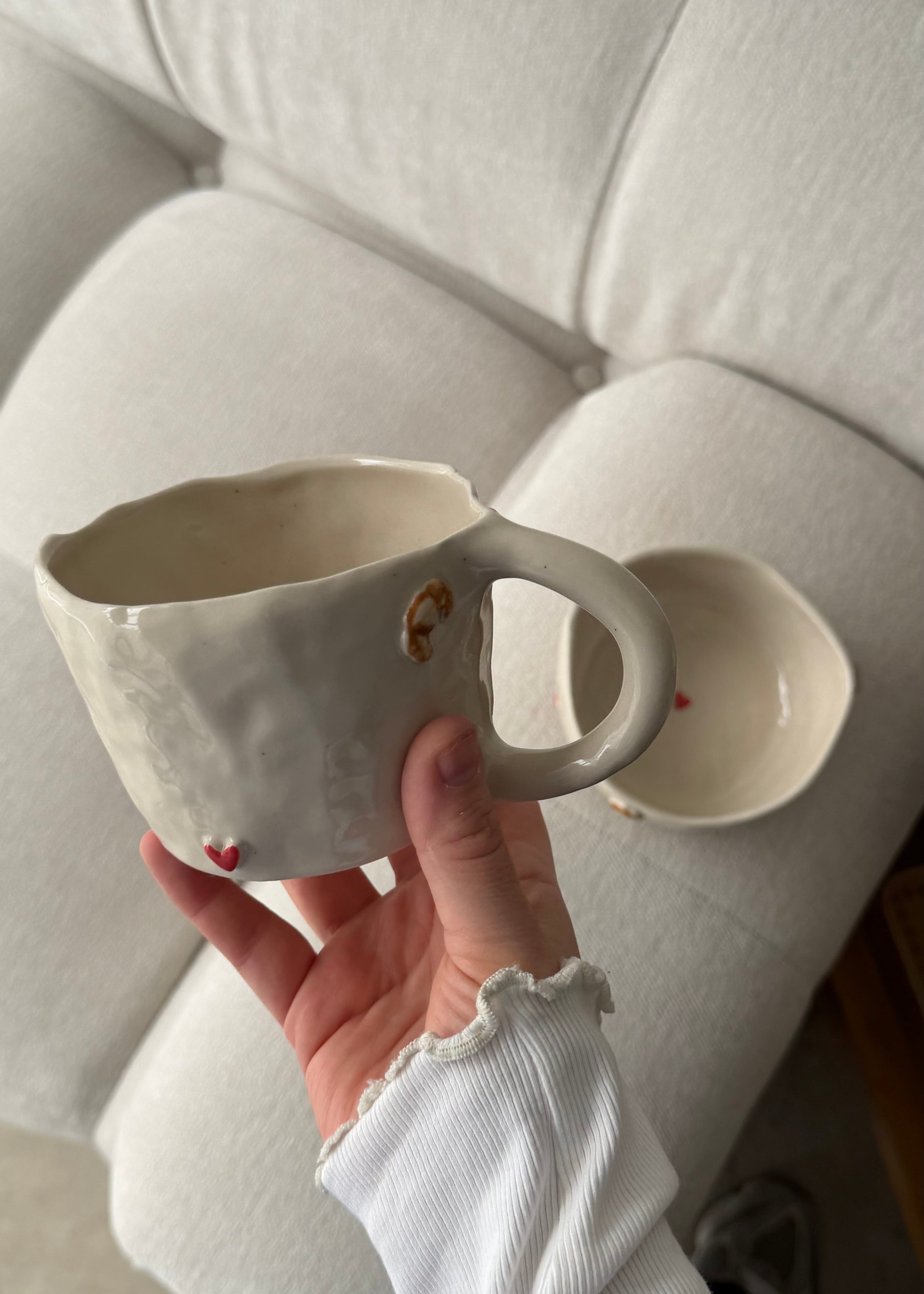 Heart & Croissant Cozy mug