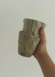 Olive Green Striped Tumbler