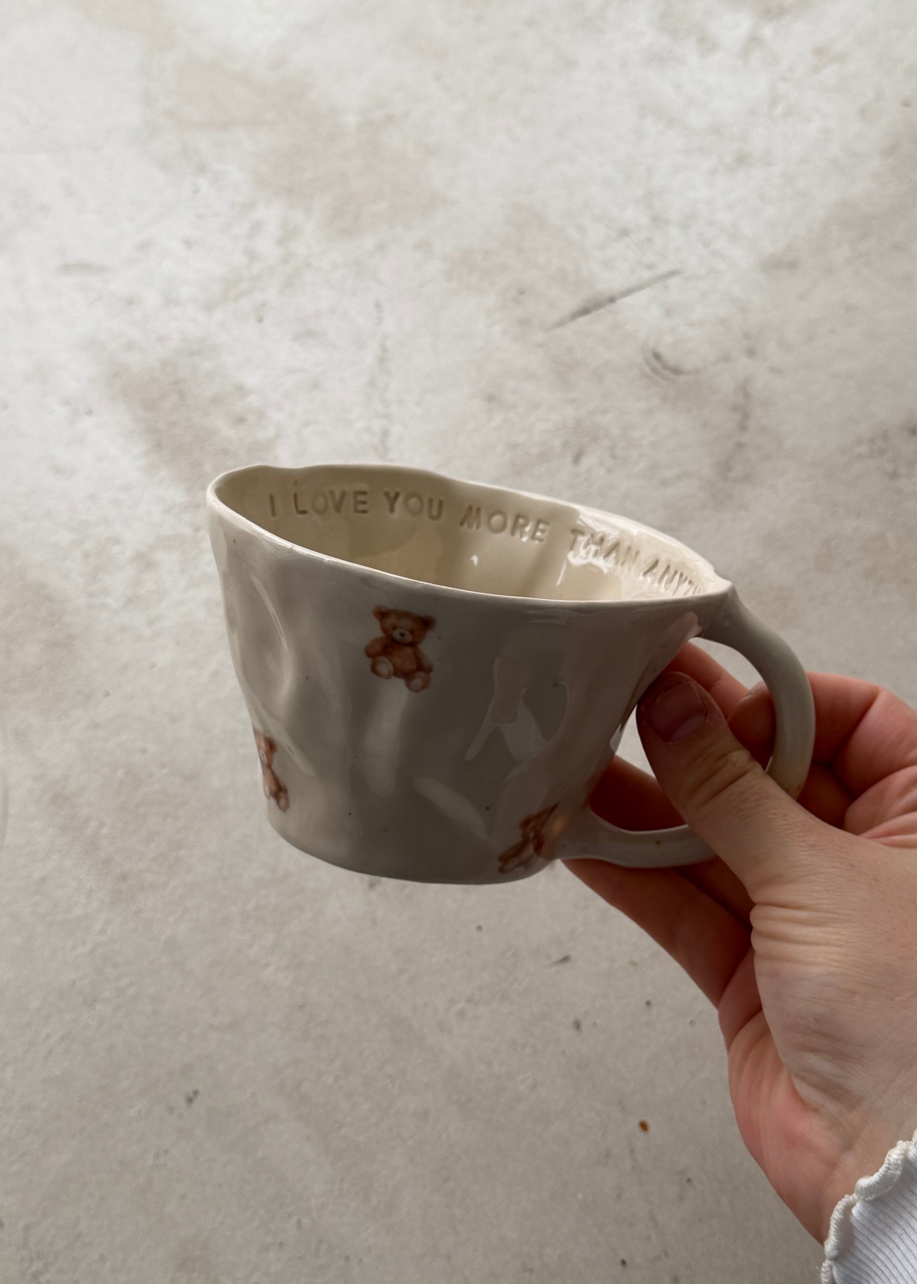 I love you more than anything teddy mug