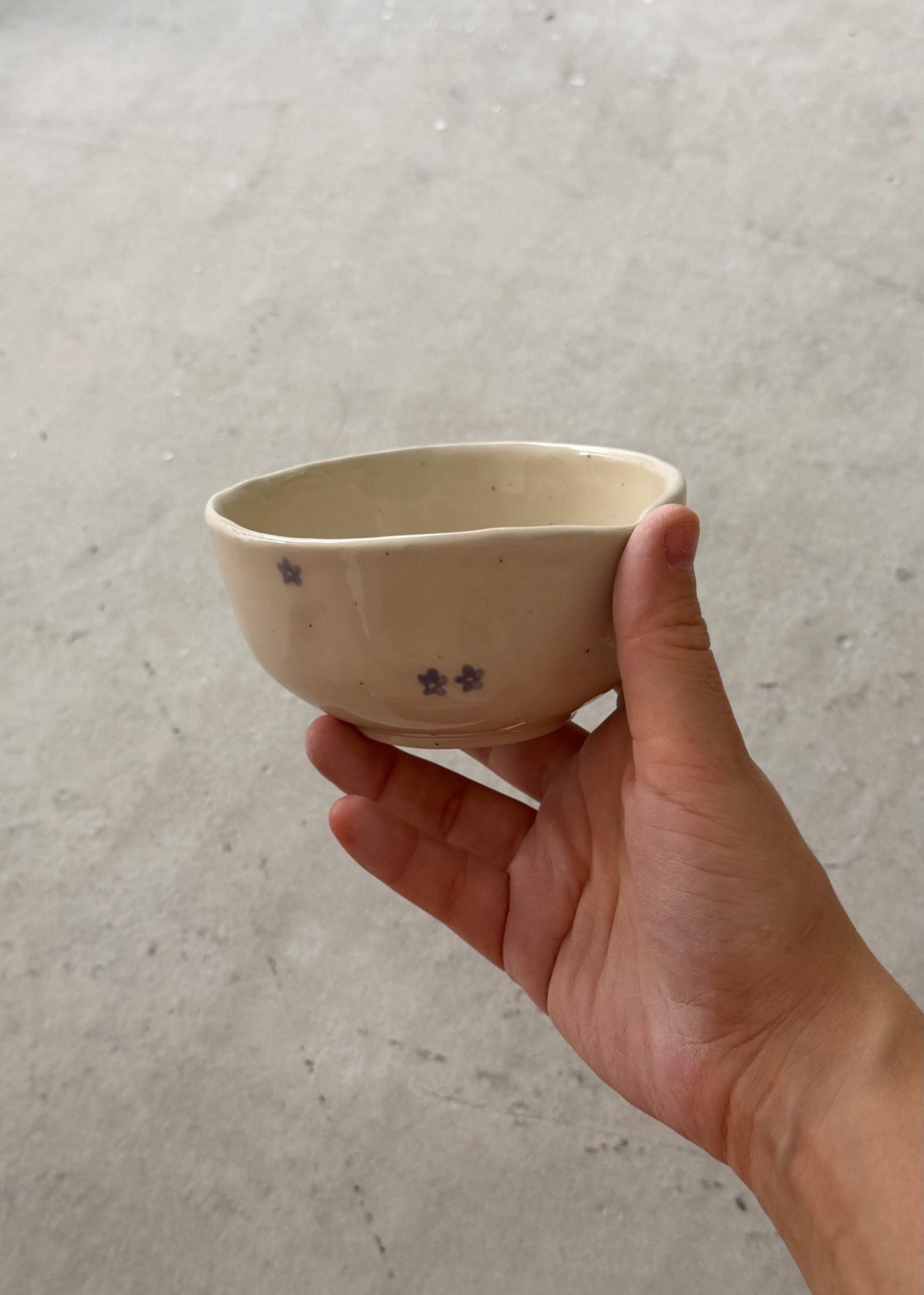 Purple Floral Matcha Bowl