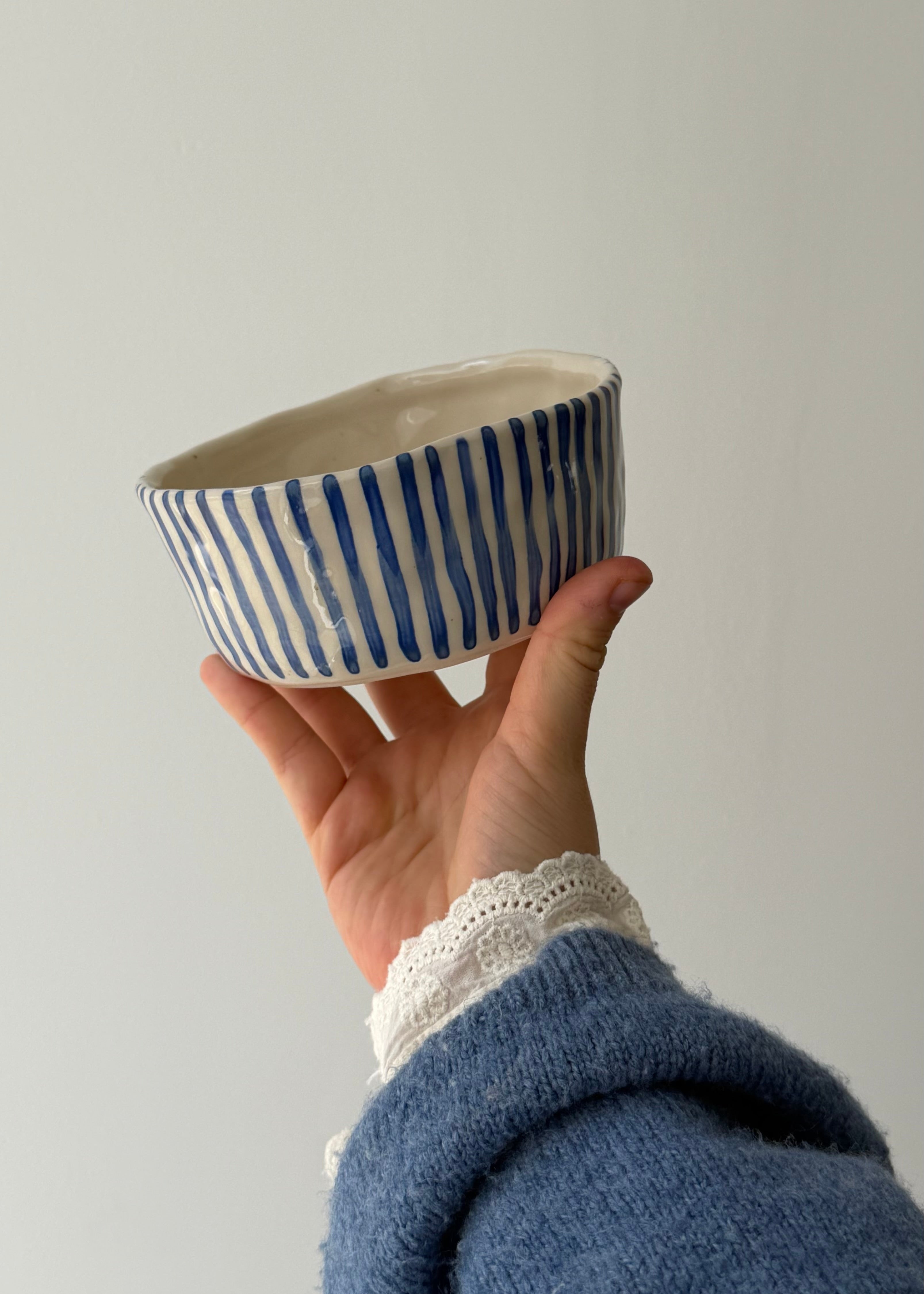Denim Striped Cereal Bowl