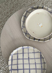 Purple Check Serving Plate