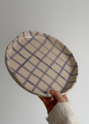 Purple Check Serving Plate