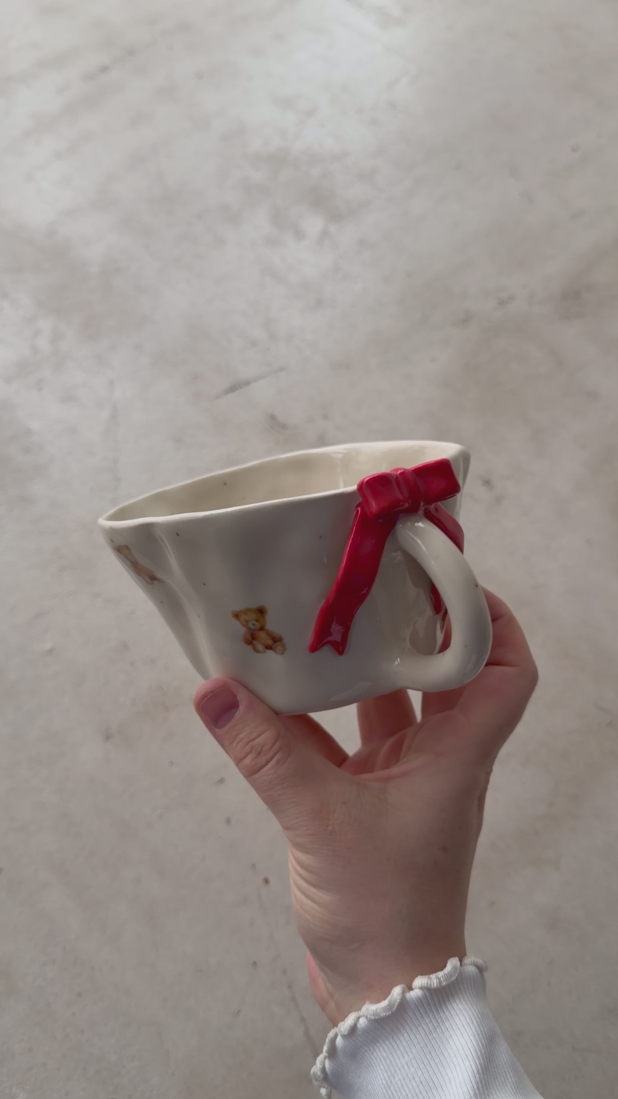 Red teddy bow mug
