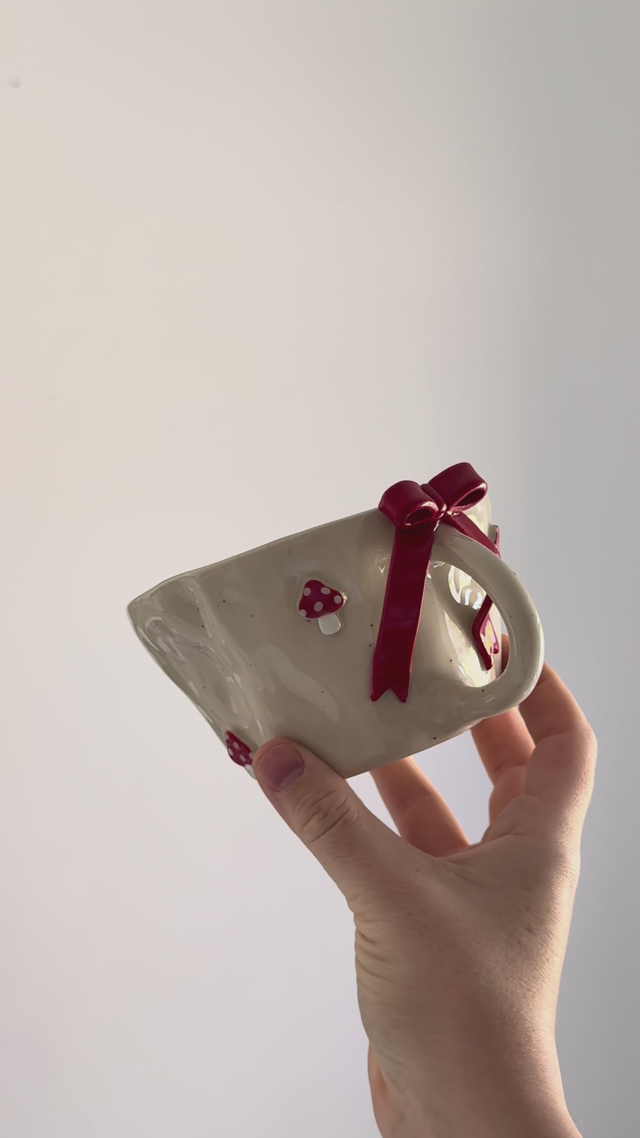 Careful She's Stark Raving Mad Mushroom Mug With Bow
